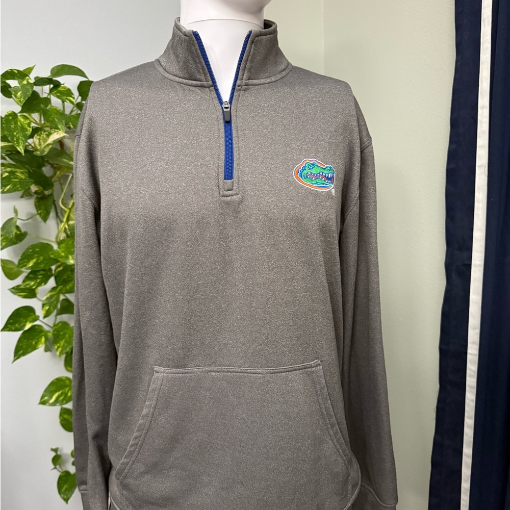 Knights Apparel Florida Gators Gray Zip-Up Sweater with Blue Trim Men’s Sz M